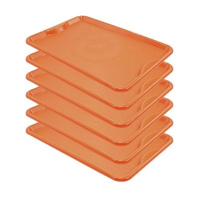 Conjunto 6 Bandejas Plásticas Self-service Refeição 48 X 32,5 X 2 Br-100 Laranja - Della Plast
