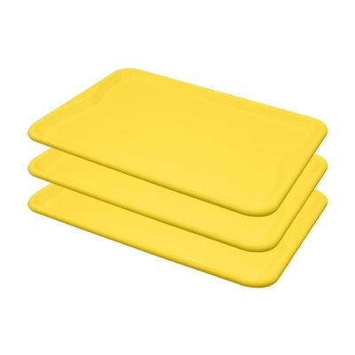 Conjunto 3 Bandejas Plásticas Self-service Refeição 48 X 32,5 X 2 Br-100 Amarela - Della Plast