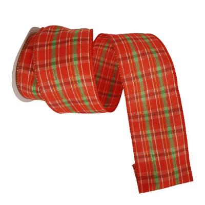 Fita Decorativa Natal Aramada Xadrez Vermelha E Verde Comp 9.14m