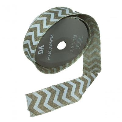 Fita Decorativa Juta Bege Com Detalhes Branco 7 X 9.14