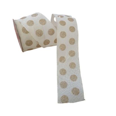Fita Aramada Com Bolinhas Douradas Comp 9.14m