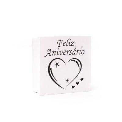 Caixas Personalizadas Brancas 100% Mdf (17x17x07) Feliz Aniversário 2
