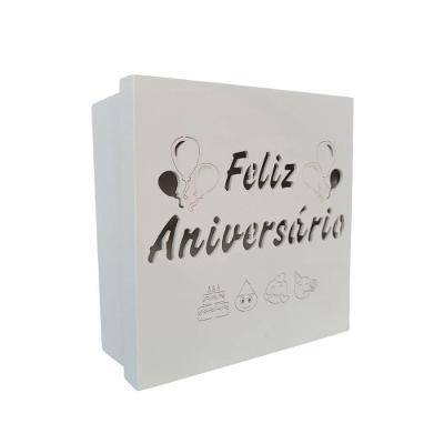 Caixas Personalizadas Brancas 100% Mdf (17x17x07) Feliz Aniversário Emoji