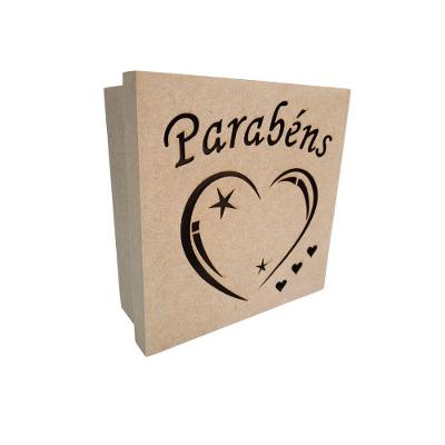 Caixas Personalizadas 100% Mdf Cru (17x17x07) Parabéns 2