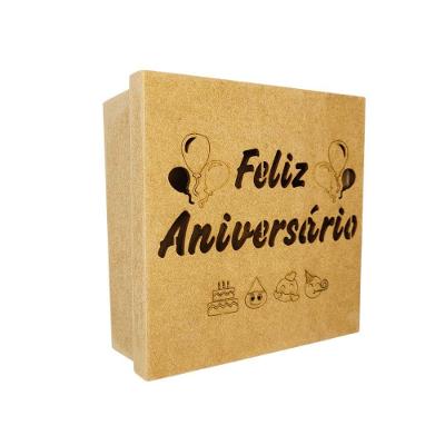 Caixas Personalizadas 100% Mdf Cru (17x17x07) Feliz Aniversário Emoji
