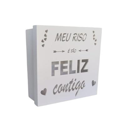 Caixas Personalizadas Brancas 100% Mdf (17x17x07) Meu Riso é Tão Feliz Contigo