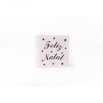 Caixas Personalizadas Brancas 100% Mdf (17x17x07) Feliz Natal