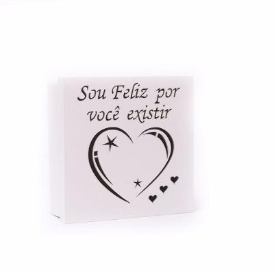 Caixas Personalizadas Brancas 100% Mdf (17x17x07) Sou Feliz Por Você Existir