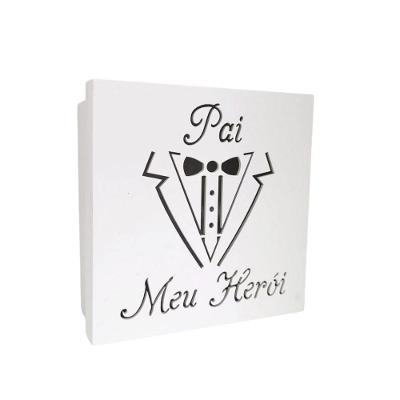 Caixas Personalizadas Brancas 100% Mdf (17x17x07) Pai Meu Herói