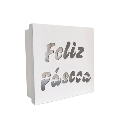 Caixas Personalizadas Brancas 100% Mdf (17x17x07) Feliz Páscoa