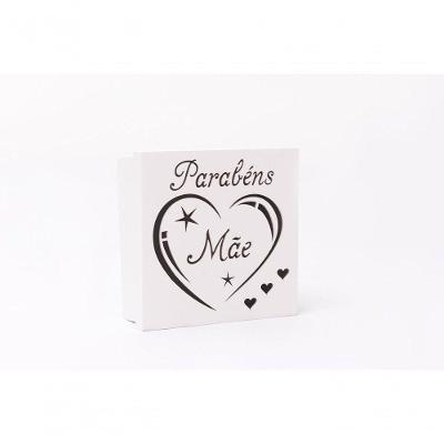 Caixas Personalizadas Brancas 100% Mdf (17x17x07) Parabéns Mãe