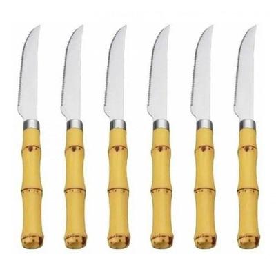 Jogo De Facas De Churrasco Inox Modelo Bambu 6 Peças Mimo