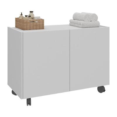 Gabinete Armário De Banheiro 62,5cm Com Rodízios 2 Portas Multimóveis Mp5043 Branco Branco
