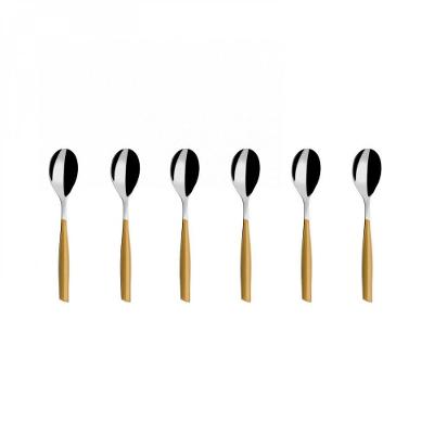 Colher Para Café 15cm Inox 6 Peças Dourado Glamour Bugatti