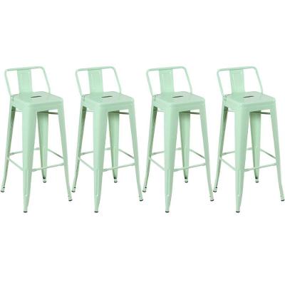 Kit 4 Banquetas Altas Com Encosto 76 Cm Verde Claro