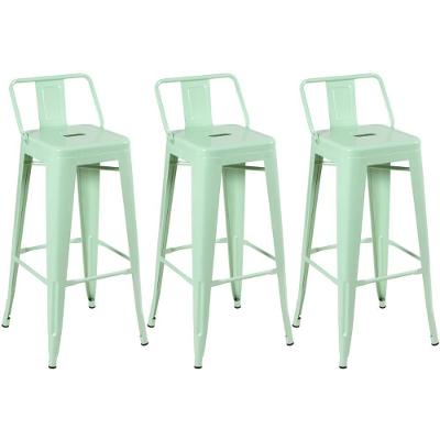Kit 3 Banquetas Altas Com Encosto 76 Cm Verde Claro