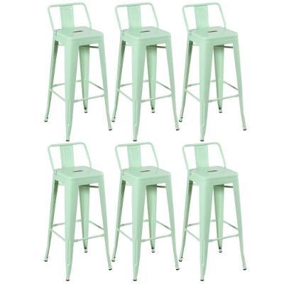 Kit 6 Banquetas Altas Com Encosto 76 Cm Verde Claro