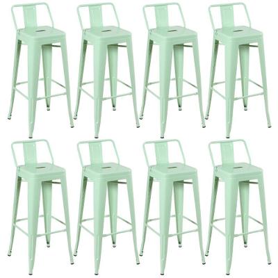 Kit 8 Banquetas Altas Com Encosto 76 Cm Verde Claro Verde-claro