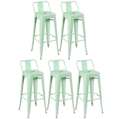 Kit 5 Banquetas Altas Com Encosto 76 Cm Verde Claro