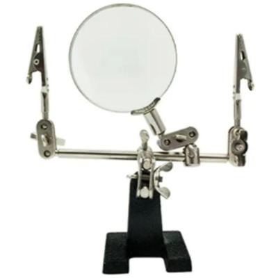 Lupa De Bancada Mesa Com Suporte Pinça Braços Articulados