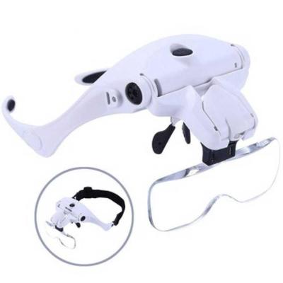 Lupa Cabeça Ajustável 2 LEDs Recarregável 5 Lentes Lorben