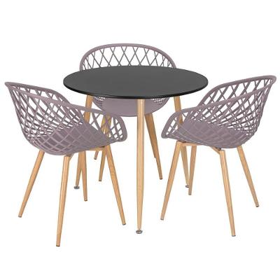 Mesa Redonda 80 Cm Preto + 3 Cadeiras Fendi Fendi