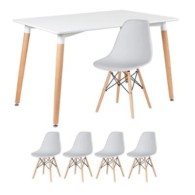 Mesa Retangular 80 X 120 Cm Branco + 4 Cadeiras Cinza Claro