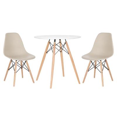 Mesa Redonda Eames 70 Cm Branco + 2 Cadeiras Eiffel Dsw Nude