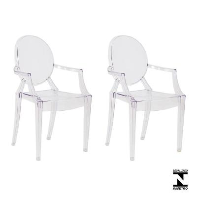 Kit 2 Cadeiras Louis Ghost Transparente Policarbonato Sala Cozinha Jantar