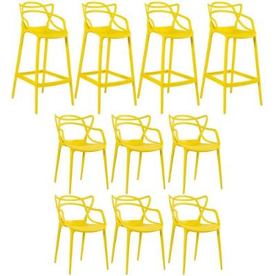 6 Cadeiras + 4 Banquetas Altas Masters Allegra Amarelo