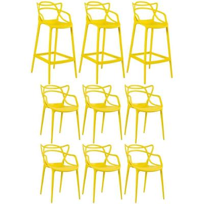 6 Cadeiras + 3 Banquetas Altas Masters Allegra Amarelo