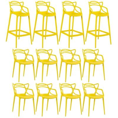 8 Cadeiras + 4 Banquetas Altas Masters Allegra Amarelo