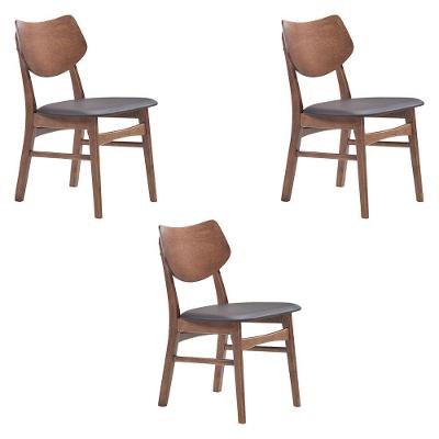 Kit 3 Cadeiras Decorativas Sala e Escritório Madeira Preto
