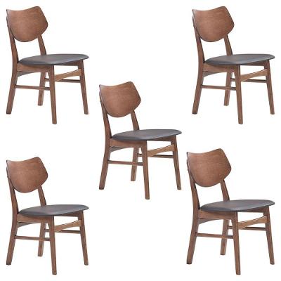 Kit 5 Cadeiras Decorativas Sala e Escritório Madeira Preto