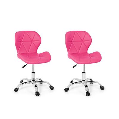 Conjunto 2 Cadeiras Office Eiffel Slim Base Giratória Rosa