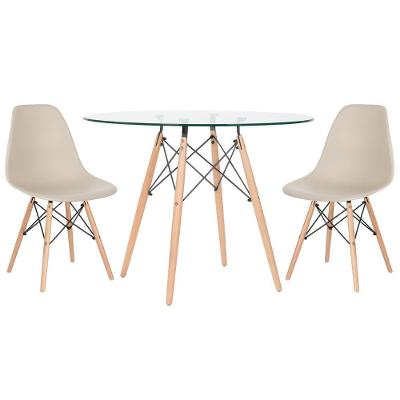 Mesa Redonda Eames 100cm + 2 Cadeiras Nude