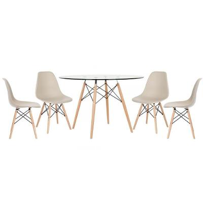 Mesa Redonda Eames 120cm + 4 Cadeiras Nude Nude