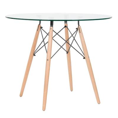 Mesa De Jantar Redonda Eames Eiffel Com Tampo De Vidro 90 Cm Incolor