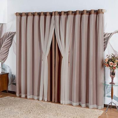 Cortina Idealle Tecido Blackout Voal Premium 2,00x1,70m Corta Luz Luxo - Castor Bege