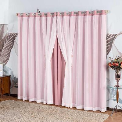 Cortina Idealle Tecido Blackout Voal Premium 2,00x1,70m Corta Luz Luxo - Rosa