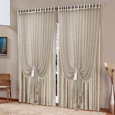 Cortina Bali Luxo Cetim Amassado Xale Tela Brilhante 4,00x2,70m Sala Quarto Varão 4m - Bronze