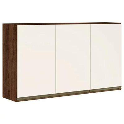Armario Aereo 3 Portas 120cm Em Mdf Kali Premium Amendoa / Off White - Nicioli