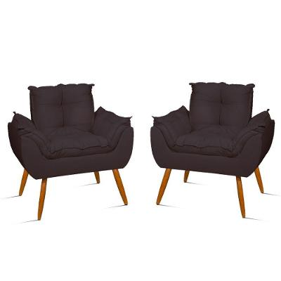 Kit 2 Poltronas Cadeiras Decorativas Opala Sala Quarto Cor:cinza