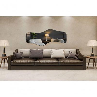 Espelho De Chão Orgânico E21 Grande Corpo Inteiro 170x70 Moldura Couro Preto