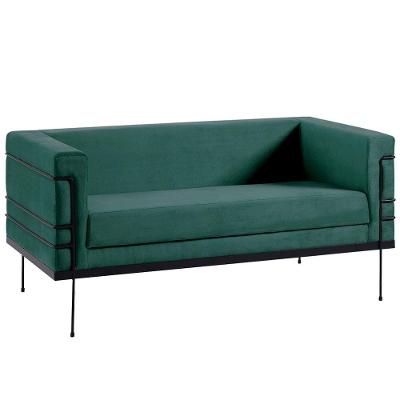 Sofa 2 Lug Base Aço Preto 135 Cm 2064x2 Veludo Verde Dmobiliario Verde