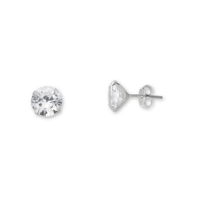 Brinco Ponto De Luz Zirconia Redonda Unissex Prata 925