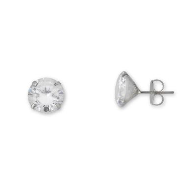 Brinco Ponto De Luz Zirconia Redonda Unissex Prata 925