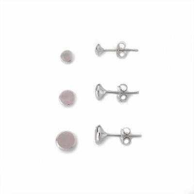 Kit Trio De Brincos Ponto De Luz Prata 925 Rosa