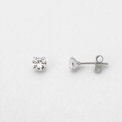 Brinco Ponto De Luz Zirconia Redonda Unissex Prata 925 5mm