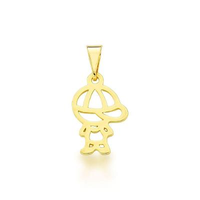 Pingente Filhos A Laser Banhado A Ouro 18k Menino